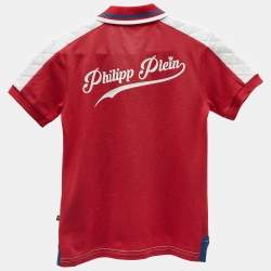 Pre Owned Philipp Plein Junior Red Printed Roar Polo T-Shirt 8 Yrs