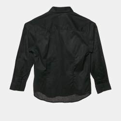 Pre Owned Philipp Plein Junior Black Cotton Button Front Little Boss Shirt 6 Yrs