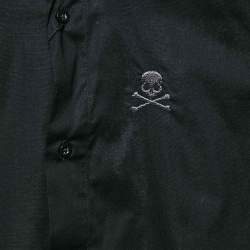 Pre Owned Philipp Plein Junior Black Cotton Button Front Little Boss Shirt 6 Yrs