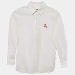 Pre Owned Philipp Plein Junior White Cotton Little Boss Shirt 10 Yrs 