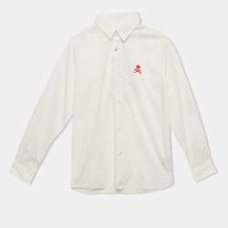 Philipp Plein Junior White Cotton Long Sleeve Shirt 10 Yrs 