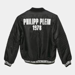 Pre Owned Philipp Plein Junior Black Nylon Zip-Up Jacket 10 Yrs