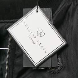 Pre Owned Philipp Plein Junior Black Nylon Zip-Up Jacket 10 Yrs