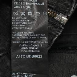 Pre Owned  Philipp Plein Junior Black Studded Faux Leather Denim Jacket 8 Yrs