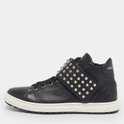 Pre Owned Philipp Plein Black Leather Skyler High Top Sneakers Size 37