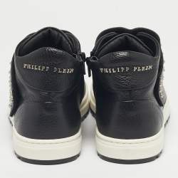 Pre Owned Philipp Plein Black Leather Skyler High Top Sneakers Size 37