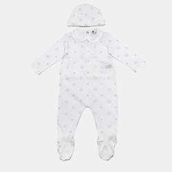 Pre Owned Philip Plein Baby White Printed Cotton Onesie Set 6-9M