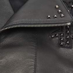 Pre Owned Philipp Plein Junior Black Studded Textured Leather Detail Jacket 8 Yrs