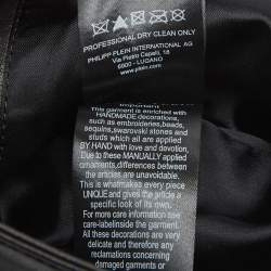 Pre Owned Philipp Plein Junior Black Studded Textured Leather Detail Jacket 8 Yrs