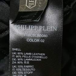 : Philipp Plein Junior Black Studded Leather Detachable Hood Biker Jacket 8 Yrs