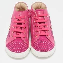 Philipp Plein Pink Suede Crystal Embellished High Top Sneakers Size 29