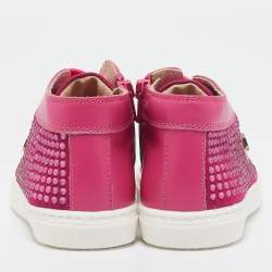 Philipp Plein Pink Suede Crystal Embellished High Top Sneakers Size 29