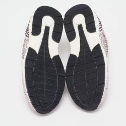 Pre Owned Philipp Plein Metallic Pink/White Leather and Suede Crystal Embellished Klarissa Sneakers Size 29