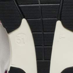 Pre Owned Philipp Plein Metallic Pink/White Leather and Suede Crystal Embellished Klarissa Sneakers Size 31