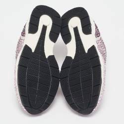 Pre Owned Philipp Plein Metallic Pink/White Leather and Suede Crystal Embellished Klarissa Sneakers Size 31
