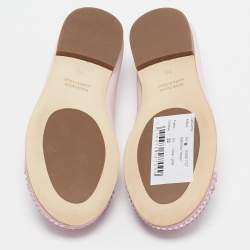 Pre Owned Philipp Plein Pink Leather and Suede Crystal Embellished Music Ballet Flats Size 33