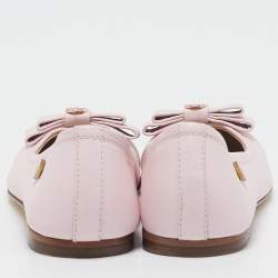 Pre Owned Philipp Plein Pink Leather and Suede Crystal Embellished Music Ballet Flats Size 33