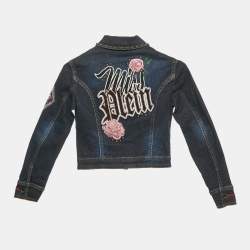 Philipp Plein Junior Navy Blue Embellished Denim Carla Jacket 6 Yrs 
