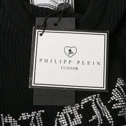 Pre Owned Philipp Plein Junior Black Crystal Embellished Rib Knit Day Dress 8 Yrs
