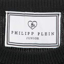 Pre Owned Philipp Plein Junior Black Crystal Embellished Rib Knit Day Dress 8 Yrs