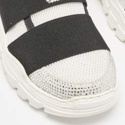 Philipp Plein White Mesh and Suede Crystal Embellished Runner Statement Sneakers Size 32