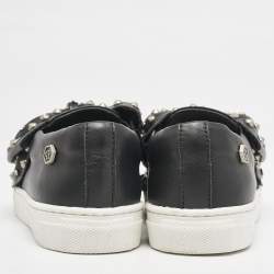 Philipp Plein Black Leather Studded Diana Sneakers Size 31