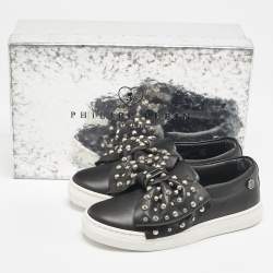 Philipp Plein Black Leather Studded Diana Sneakers Size 31