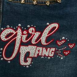 Philipp Plein Blue Studded Denim Raw Edge Skirt 14 Yrs