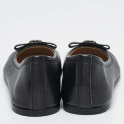 Pre Owned Philipp Plein Black Leather Crystal Embellished Aggressive Ballet Flats Size 32