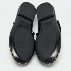 Philipp Plein Black Leather Crystal Embellished Bow Ballet Flats Size 29