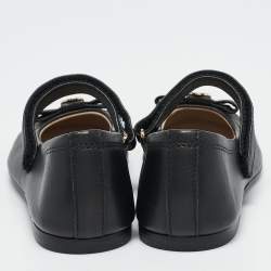 Philipp Plein Black Leather Crystal Embellished Bow Ballet Flats Size 29