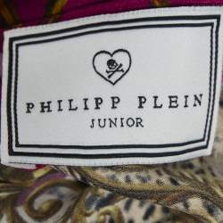 Pre Owned Phillip Plein Junior Pink Printed Silk Sleeveless Dress 12 Yrs