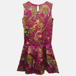 Pre Owned Phillip Plein Junior Pink Printed Silk Sleeveless Dress 12 Yrs