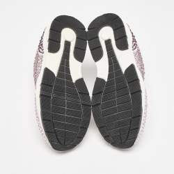 Philipp Plein Metallic Pink/White Leather and Suede Crystal Embellished Klarissa Sneakers Size 28