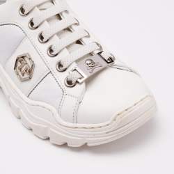 Philipp Plein White Leather Hexagon Sneakers Size 29