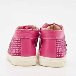 Philipp Plein Pink Suede Crystal Embellished High Top Sneakers Size 28