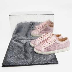 Philipp Plein Pink Leather and Suede Mya Sneakers Size 30