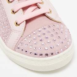 Philipp Plein Pink Leather and Suede Mya Sneakers Size 30