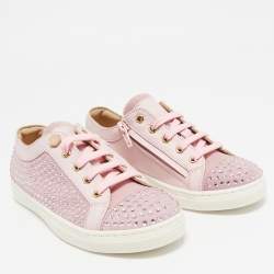 Philipp Plein Pink Leather and Suede Mya Sneakers Size 30