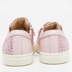 Philipp Plein Pink Leather and Suede Mya Sneakers Size 30