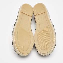 Philipp Plein Grey/Black Canvas and Leather Furious Kid Espadrille Flats Size 34