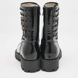 Philipp Plein Black Patent Leather Hide Away Ankle Boots Size 34