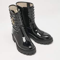 Philipp Plein Black Patent Leather Hide Away Ankle Boots Size 34