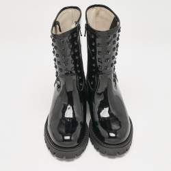 Philipp Plein Black Patent Leather Hide Away Ankle Boots Size 34