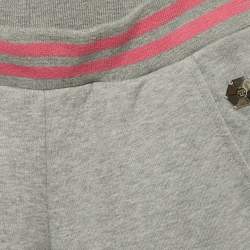 Pre Owned Philipp Plein Junior Grey Embroidered Cotton Knit Joggers 8 Yrs