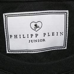 Pre Owned Philipp Plein Junior Black Crystal Jersey T-Shirt 8-9 Yrs