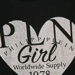 Pre Owned Philipp Plein Junior Black Crystal Jersey T-Shirt 8-9 Yrs