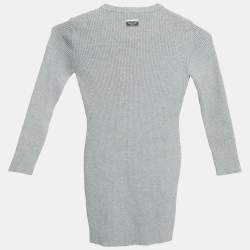 Pre Owned Philipp Plein Junior Grey Crystal Embellished Rib Knit Gaila Dress 6 Yrs 