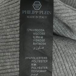 Pre Owned Philipp Plein Junior Grey Crystal Embellished Rib Knit Gaila Dress 6 Yrs 