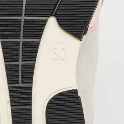 Pre Owned Philipp Plein Metallic Pink/White Leather and Suede Crystal Embellished Klarissa Sneakers Size 30